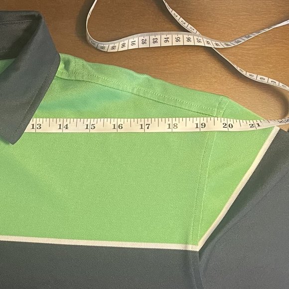 Footjoy FJ Men's Large (L) Solid Blue and Green Short-Sleeve Golf Polo Shirt - Picture 7 of 8